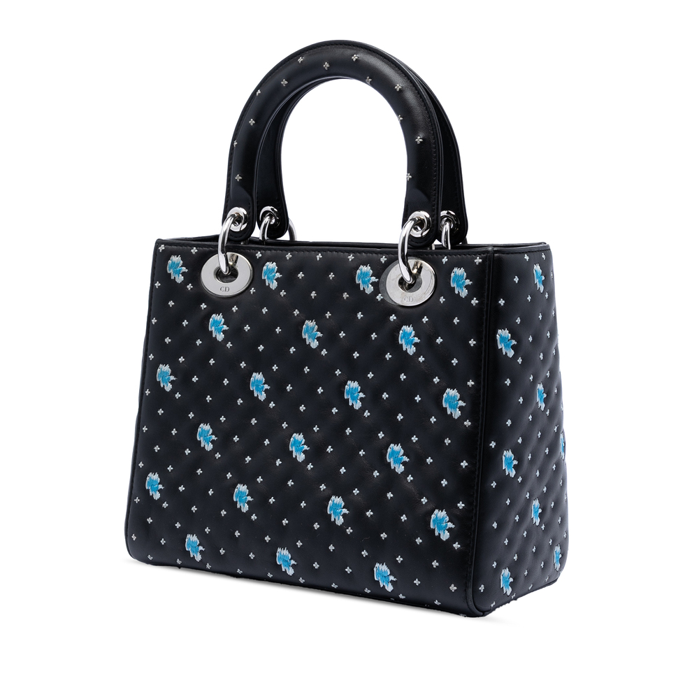 Pre-Loved Dior Medium Calfskin Embroidered Flower Lady Dior - Picture 2 of 6